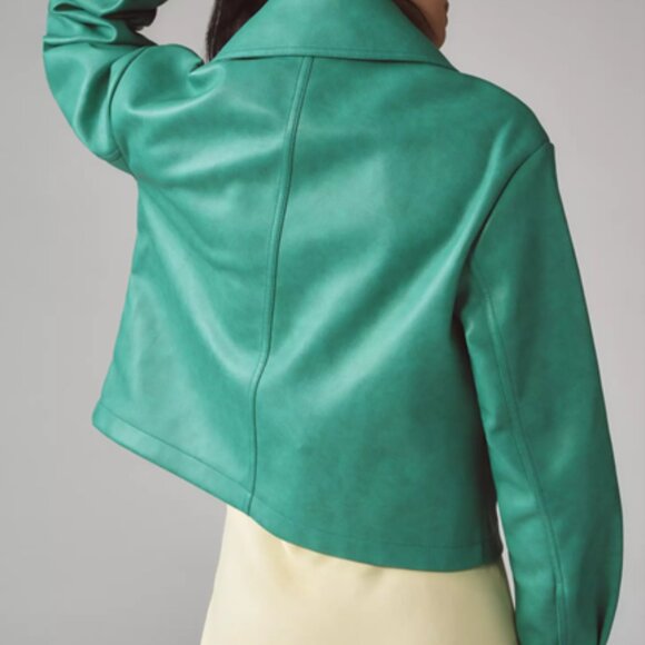 NWT $160 ANTHROPOLOGIE Avec Les Filles Faux-Leather Cropped Peacoat XS - Picture 7 of 14